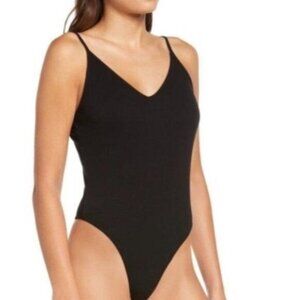 Bp Nordstrom black fitted thong bodysuit Women's Size Large New with Tags